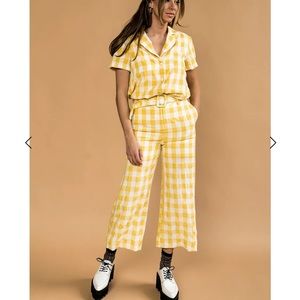 NWT Dressed in lala small yellow plaid set
